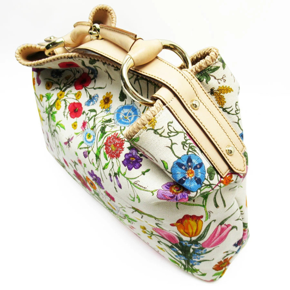 Gucci canvas leather handbag Flower Flora multicolor